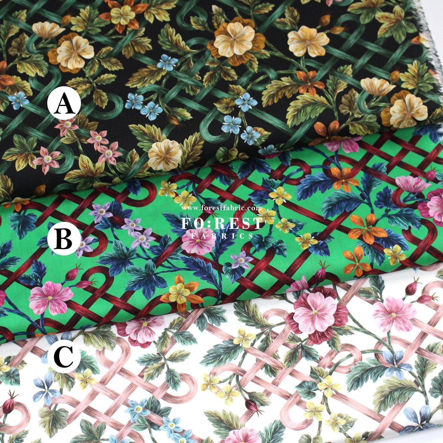 Liberty of London (Tana Lawn™ Cotton Fabric) - Botanical Knot - FO:REST Fabric 布恩堂Liberty fabrictana lawnjapanese fabricykk zipper
