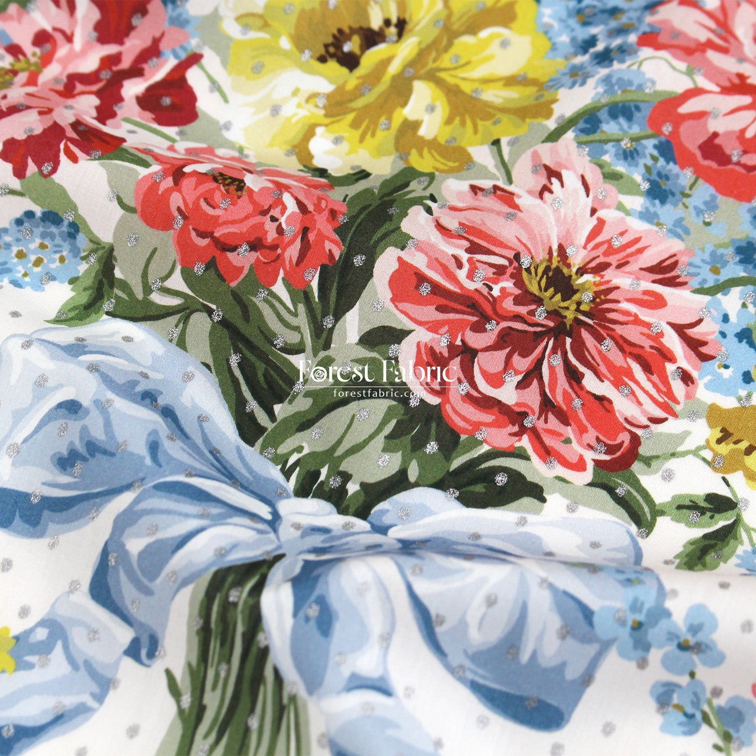 Liberty of London (Tana Lawn™ Cotton Fabric) - BOUQUET PARADE Metallic - FO:REST Fabric 布恩堂Liberty fabrictana lawnjapanese fabricykk zipper