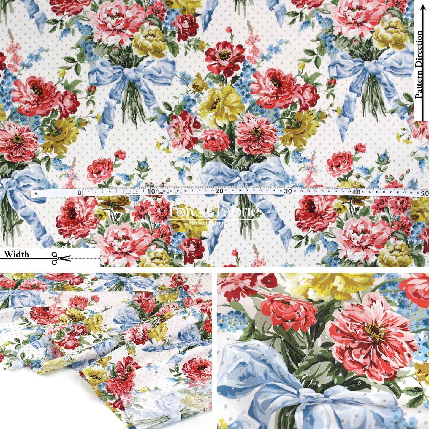 Liberty of London (Tana Lawn™ Cotton Fabric) - BOUQUET PARADE Metallic - FO:REST Fabric 布恩堂Liberty fabrictana lawnjapanese fabricykk zipper