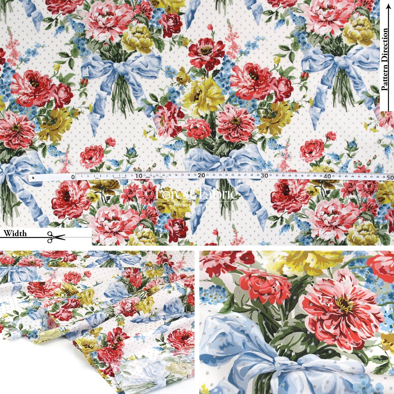 Liberty of London (Tana Lawn™ Cotton Fabric) - BOUQUET PARADE Metallic - FO:REST Fabric 布恩堂Liberty fabrictana lawnjapanese fabricykk zipper
