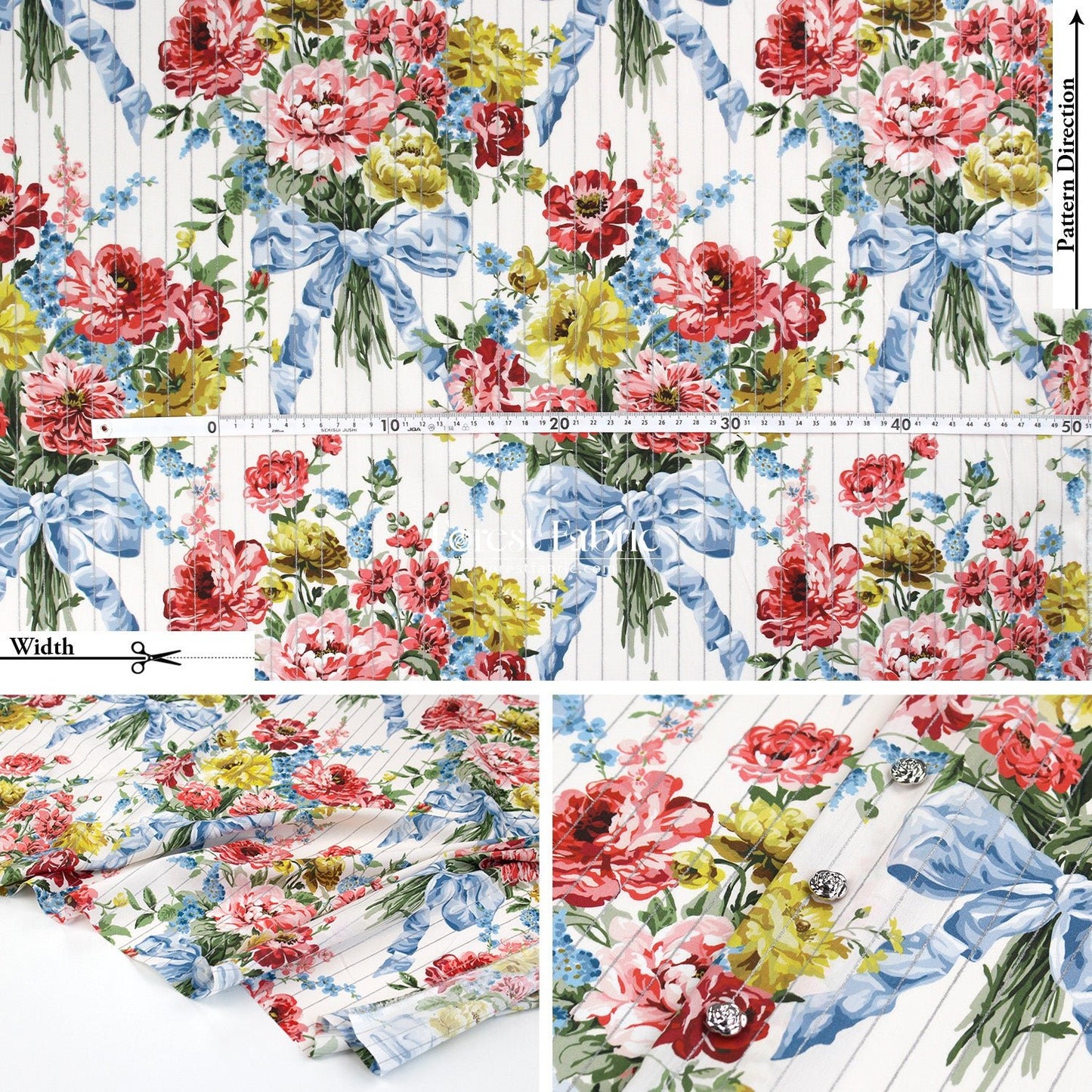 Liberty of London (Tana Lawn™ Cotton Fabric) - BOUQUET PARADE Metallic - FO:REST Fabric 布恩堂Liberty fabrictana lawnjapanese fabricykk zipper