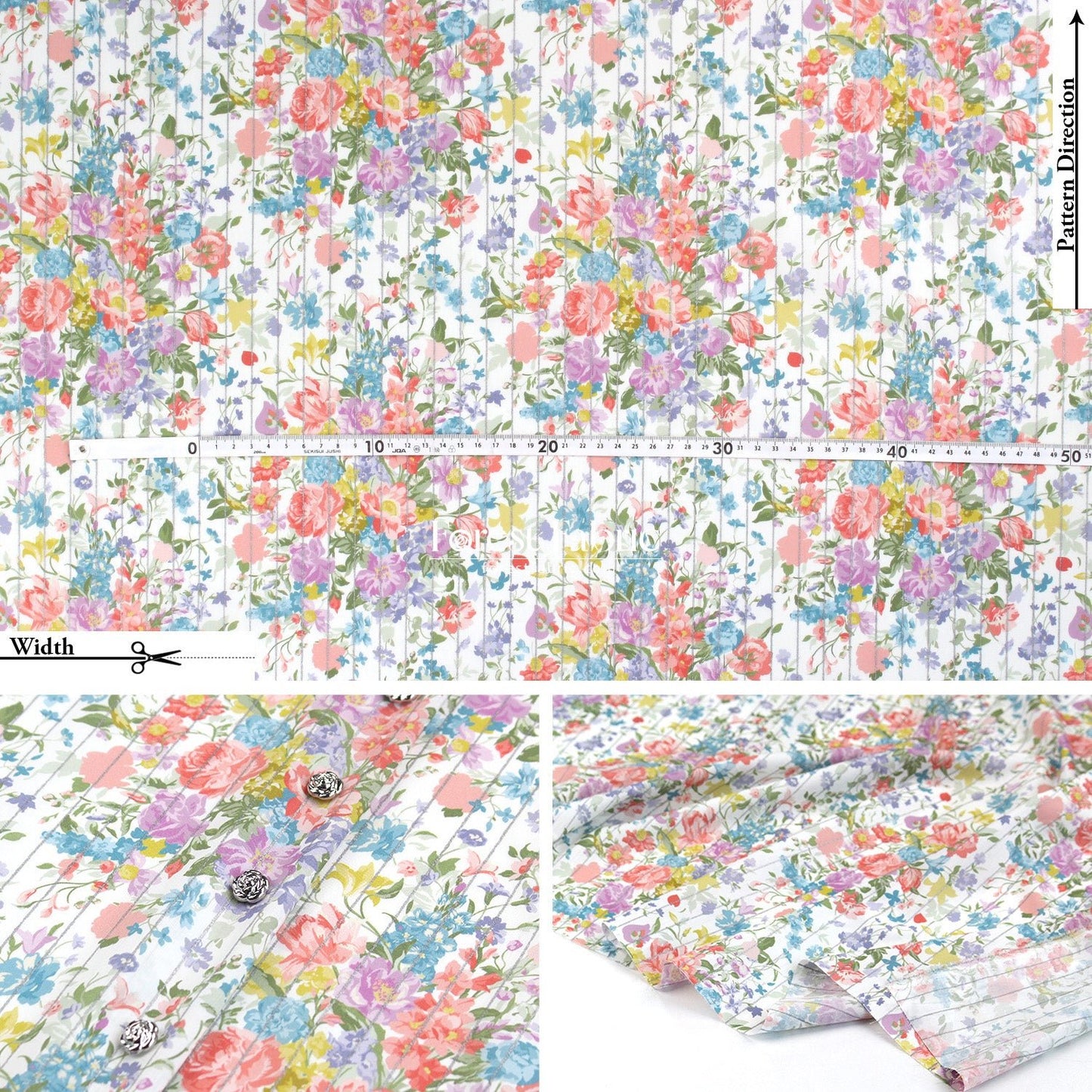 Liberty of London (Tana Lawn™ Cotton Fabric) - BOUQUET PARADE Metallic - FO:REST Fabric 布恩堂Liberty fabrictana lawnjapanese fabricykk zipper