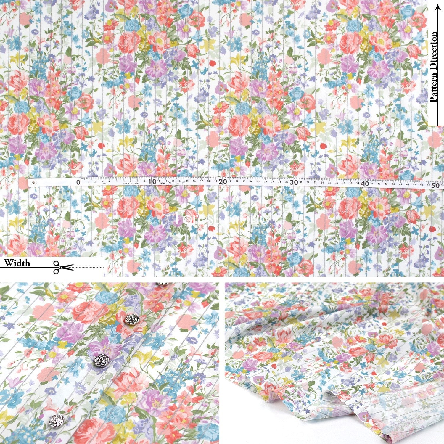 Liberty of London (Tana Lawn™ Cotton Fabric) - BOUQUET PARADE Metallic - FO:REST Fabric 布恩堂Liberty fabrictana lawnjapanese fabricykk zipper