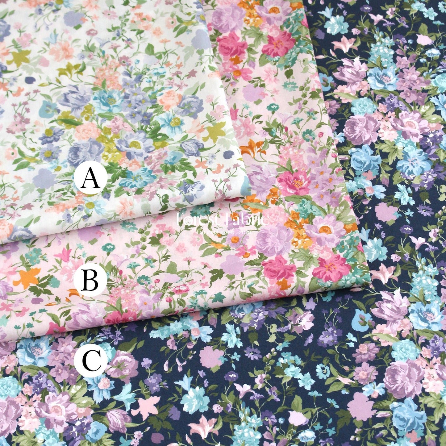Liberty of London (Tana Lawn™ Cotton Fabric) - BOUQUET PARADE - FO:REST Fabric 布恩堂Liberty fabrictana lawnjapanese fabricykk zipper