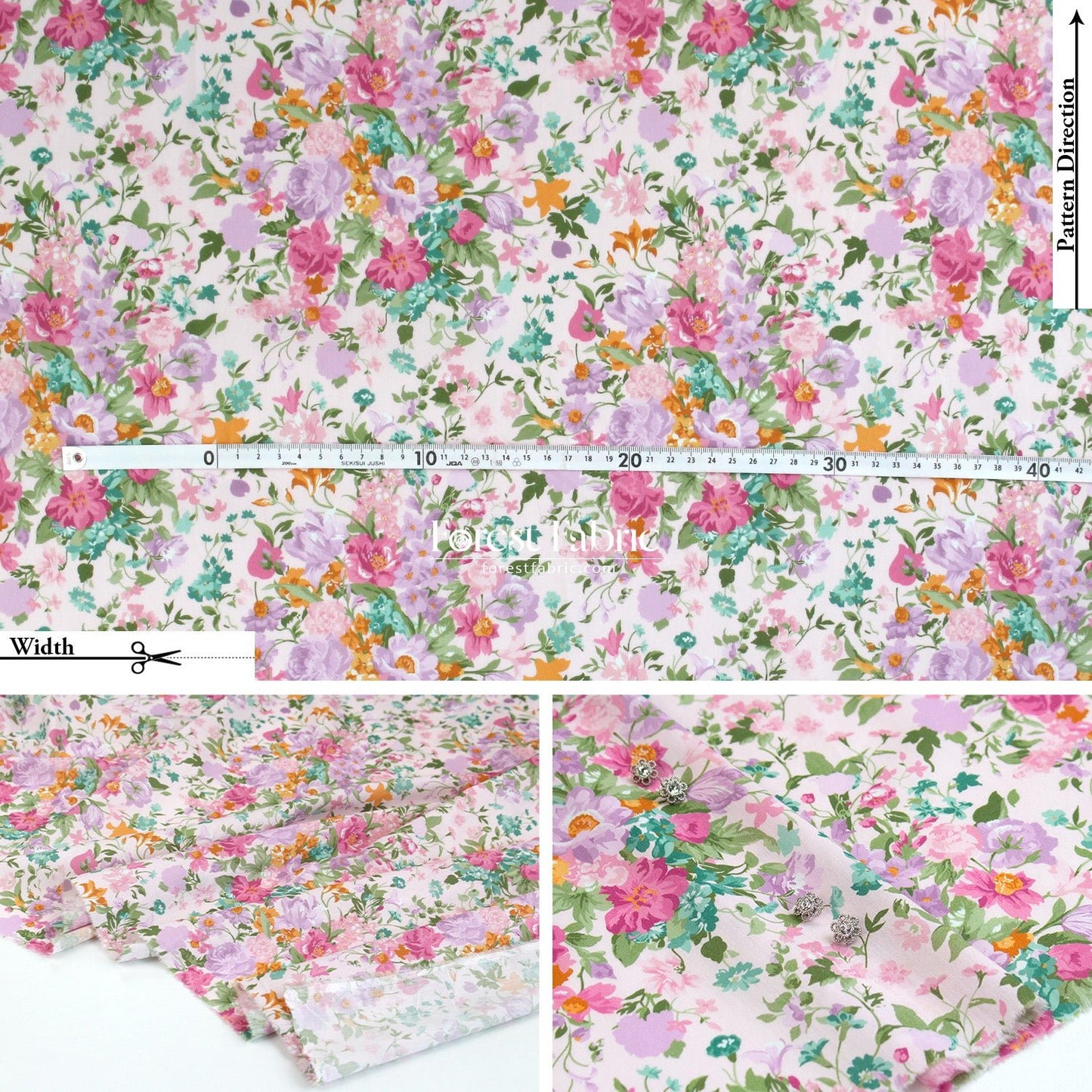Liberty of London (Tana Lawn™ Cotton Fabric) - BOUQUET PARADE - FO:REST Fabric 布恩堂Liberty fabrictana lawnjapanese fabricykk zipper