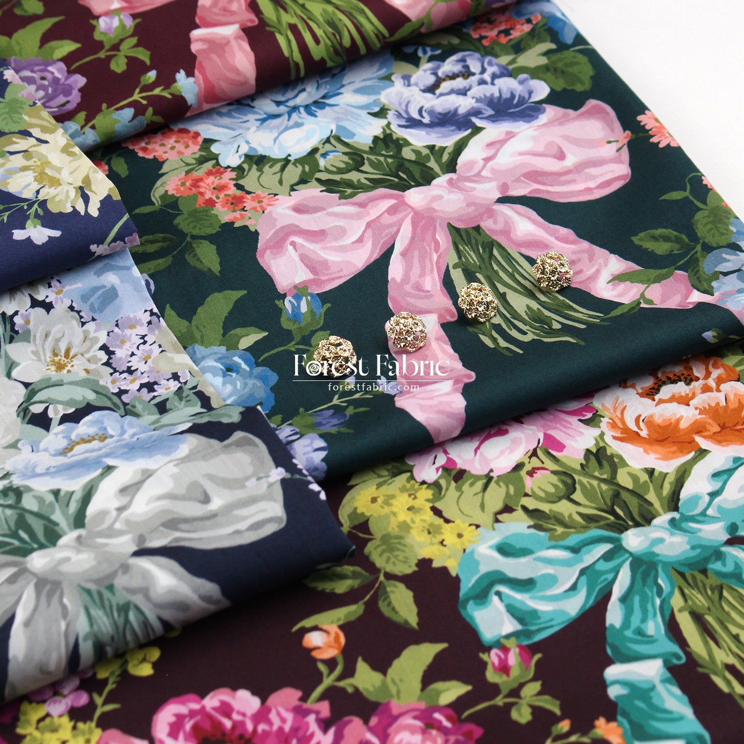 Liberty of London (Tana Lawn™ Cotton Fabric) - BOW BOUQUET - FO:REST Fabric 布恩堂Liberty fabrictana lawnjapanese fabricykk zipper