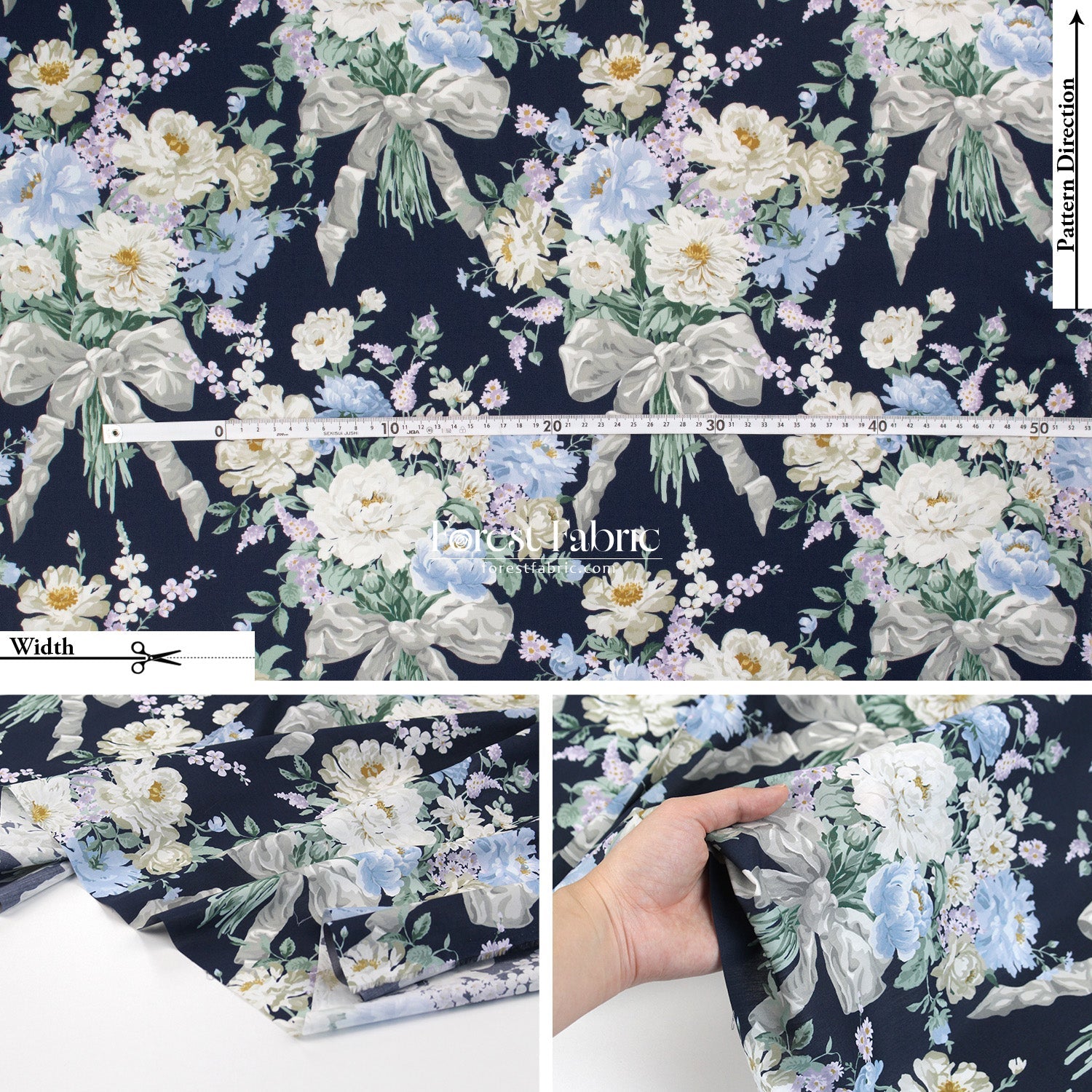 Liberty of London (Tana Lawn™ Cotton Fabric) - BOW BOUQUET - FO:REST Fabric 布恩堂Liberty fabrictana lawnjapanese fabricykk zipper