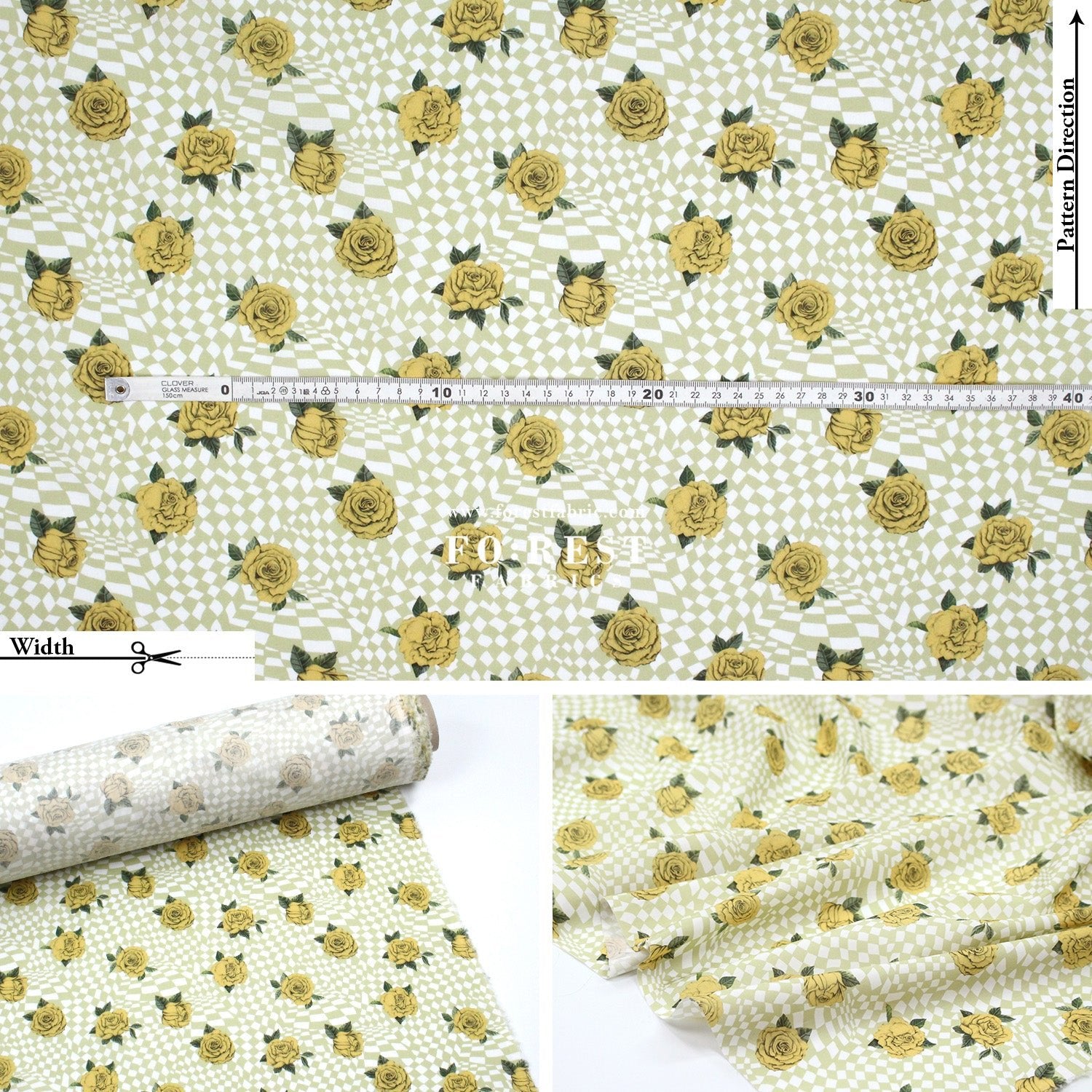 Liberty of London (Tana Lawn® Cotton Fabric) - Chequered Rose - FO:REST Fabric 布恩堂Liberty fabrictana lawnjapanese fabricykk zipper