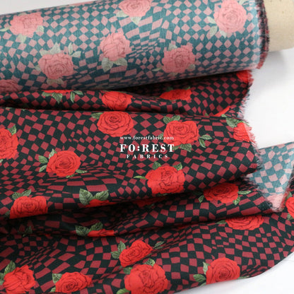Liberty of London (Tana Lawn® Cotton Fabric) - Chequered Rose - FO:REST Fabric 布恩堂Liberty fabrictana lawnjapanese fabricykk zipper