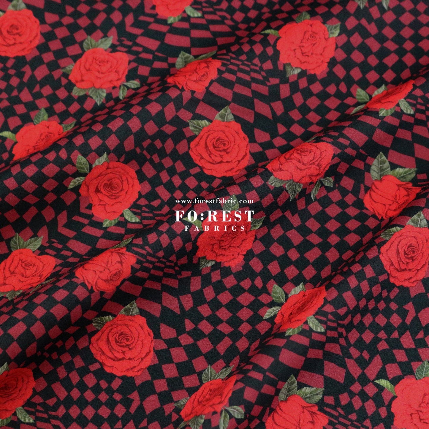 Liberty of London (Tana Lawn® Cotton Fabric) - Chequered Rose - FO:REST Fabric 布恩堂Liberty fabrictana lawnjapanese fabricykk zipper