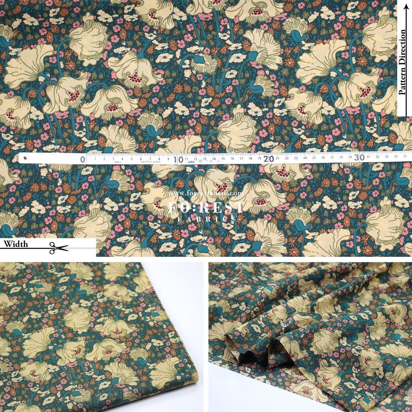 Liberty of London (Tana Lawn™ Cotton Fabric) - Clementina Daisy - FO:REST Fabric 布恩堂Liberty fabrictana lawnjapanese fabricykk zipper