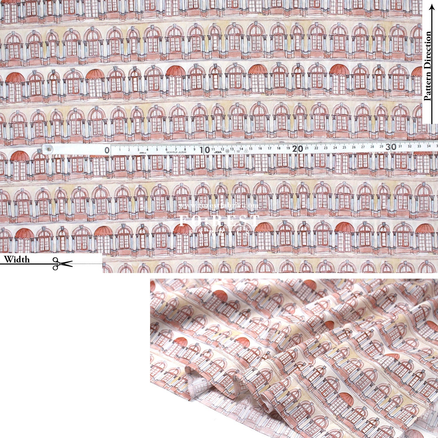 Liberty of London (Tana Lawn™ Cotton Fabric) - Colonial Arches - FO:REST Fabric 布恩堂Liberty fabrictana lawnjapanese fabricykk zipper