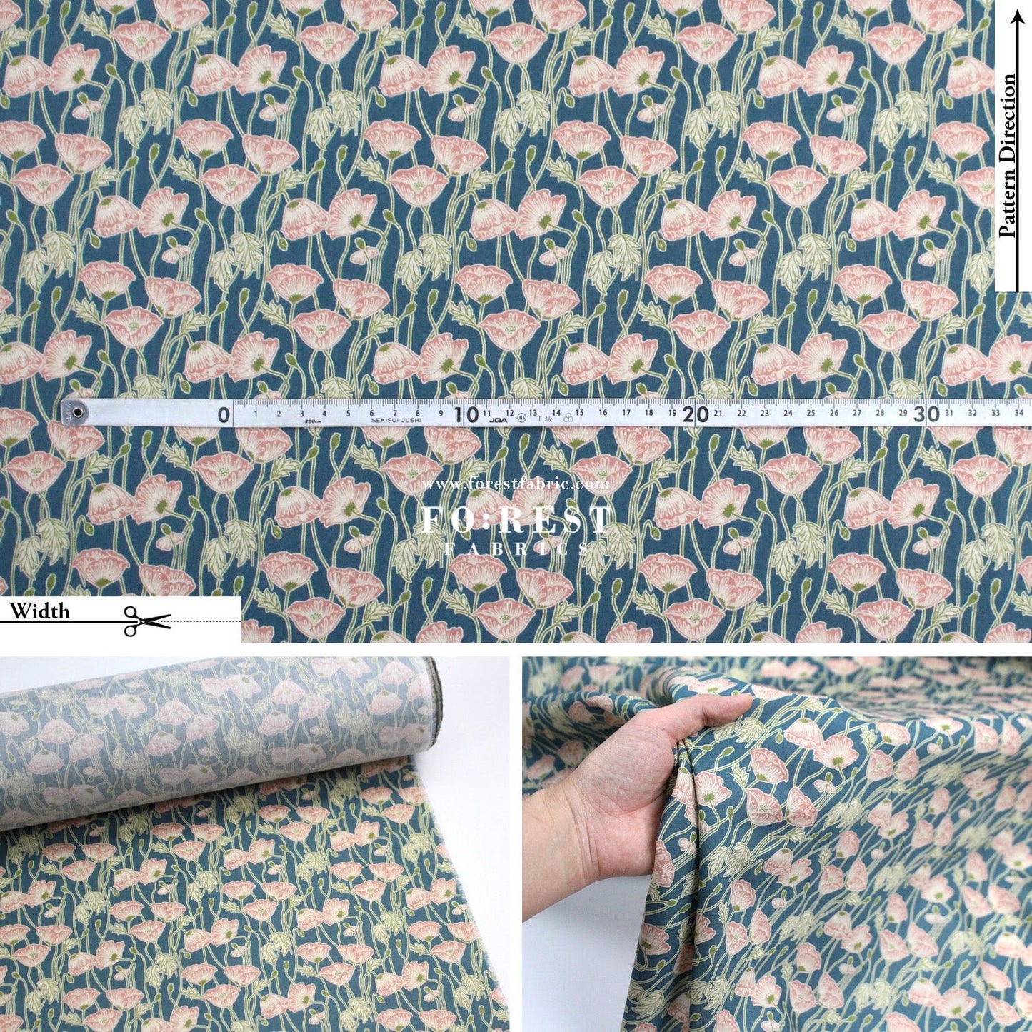 Liberty of London (Tana Lawn™ Cotton Fabric) - Erito Poppy - FO:REST Fabric 布恩堂Liberty fabrictana lawnjapanese fabricykk zipper