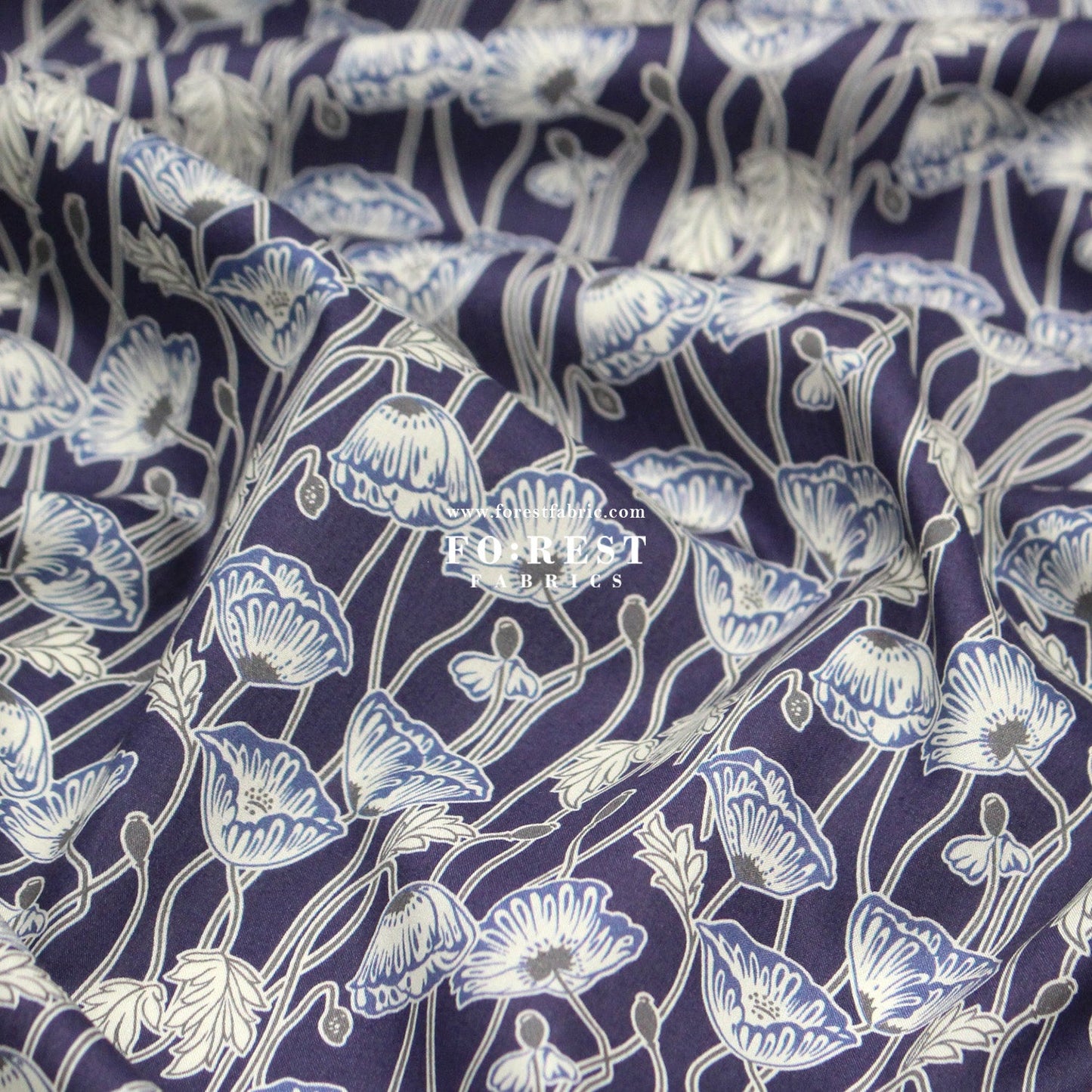 Liberty of London (Tana Lawn™ Cotton Fabric) - Erito Poppy - FO:REST Fabric 布恩堂Liberty fabrictana lawnjapanese fabricykk zipper