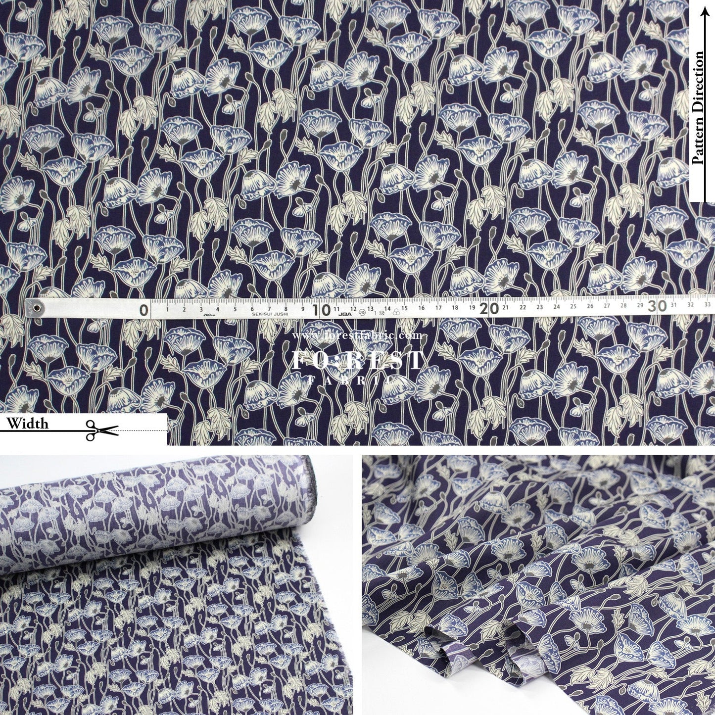 Liberty of London (Tana Lawn™ Cotton Fabric) - Erito Poppy - FO:REST Fabric 布恩堂Liberty fabrictana lawnjapanese fabricykk zipper