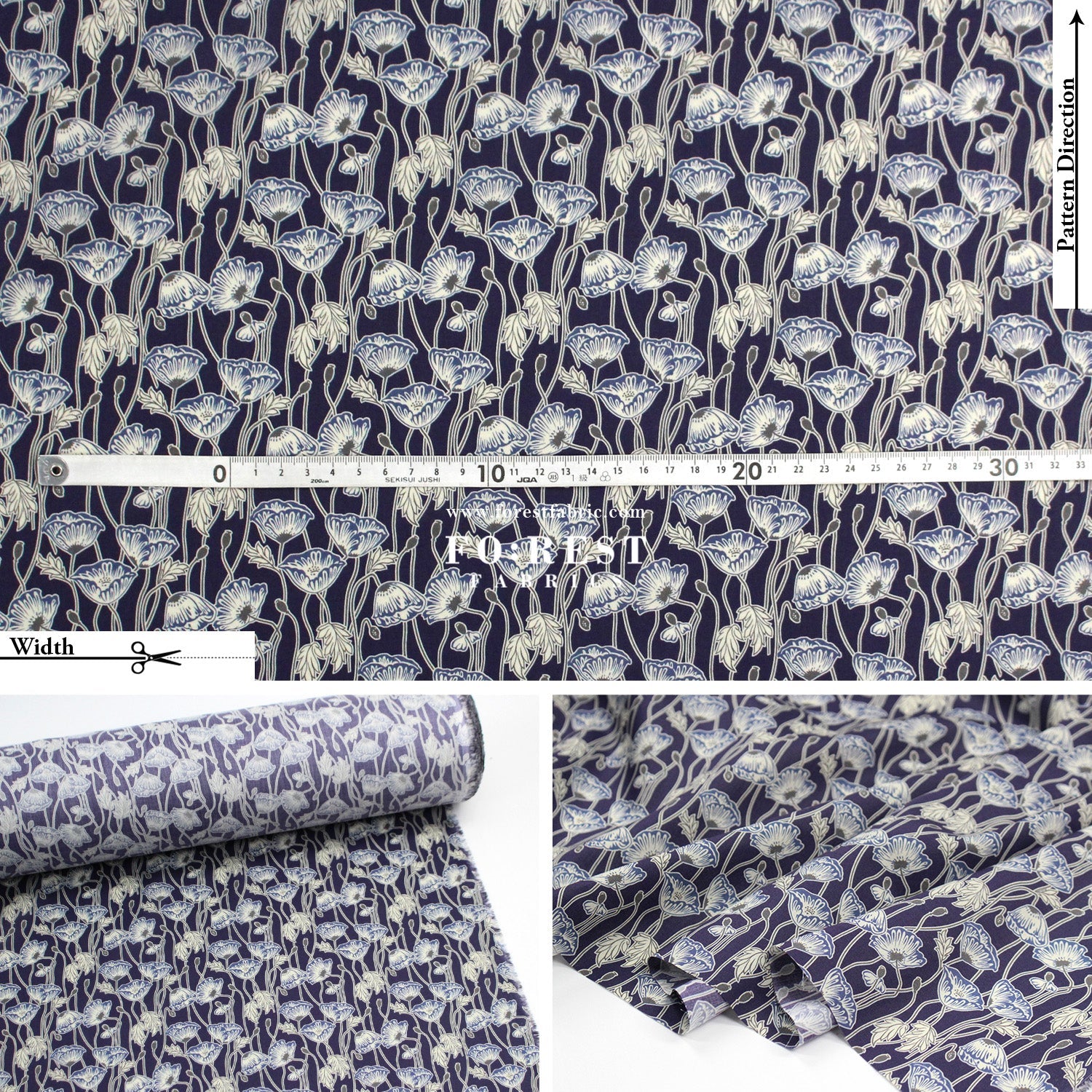 Liberty of London (Tana Lawn™ Cotton Fabric) - Erito Poppy - FO:REST Fabric 布恩堂Liberty fabrictana lawnjapanese fabricykk zipper