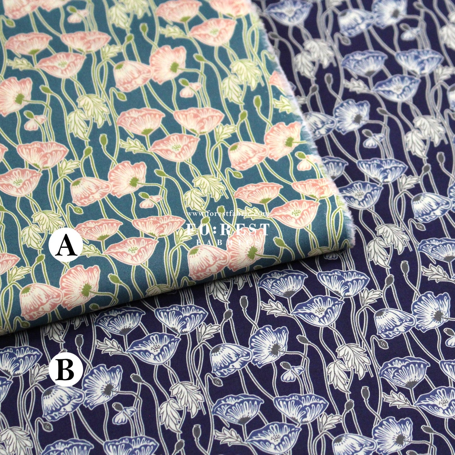 Liberty of London (Tana Lawn™ Cotton Fabric) - Erito Poppy - FO:REST Fabric 布恩堂Liberty fabrictana lawnjapanese fabricykk zipper