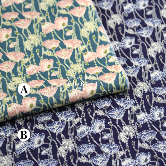 Liberty of London (Tana Lawn™ Cotton Fabric) - Erito Poppy - FO:REST Fabric 布恩堂Liberty fabrictana lawnjapanese fabricykk zipper