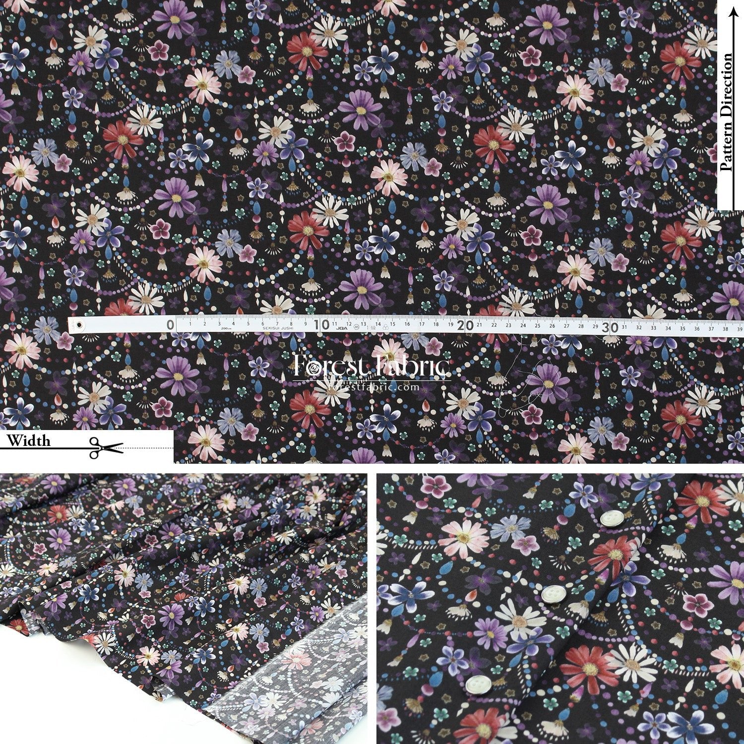 Liberty of London (Tana Lawn™ Cotton Fabric) - Floral Garland - FO:REST Fabric 布恩堂Liberty fabrictana lawnjapanese fabricykk zipper