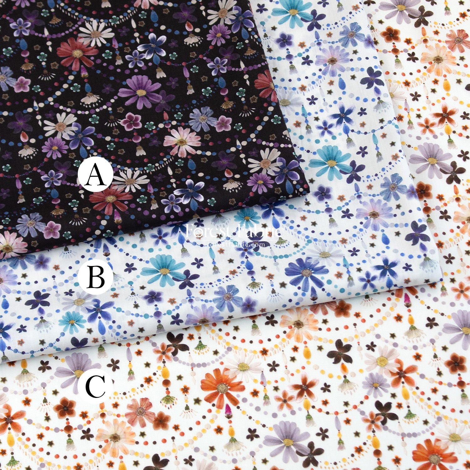 Liberty of London (Tana Lawn™ Cotton Fabric) - Floral Garland - FO:REST Fabric 布恩堂Liberty fabrictana lawnjapanese fabricykk zipper