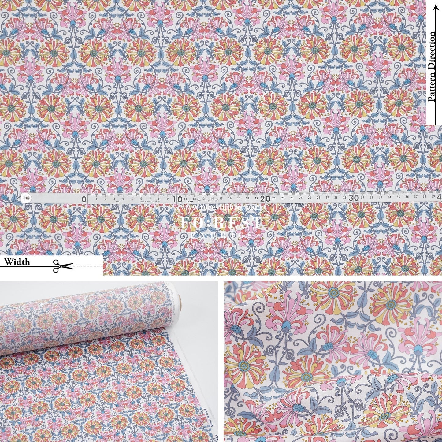 Liberty of London (Tana Lawn™ Cotton Fabric) - Honeysuckle - FO:REST Fabric 布恩堂Liberty fabrictana lawnjapanese fabricykk zipper