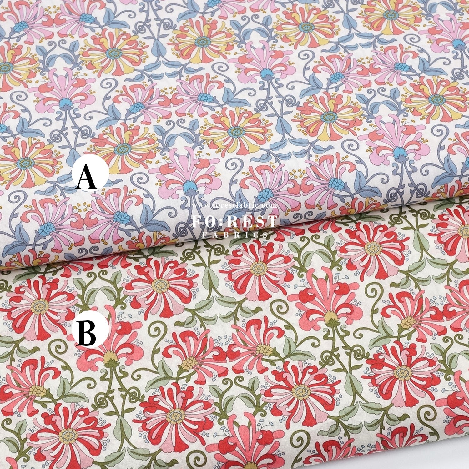 Liberty of London (Tana Lawn™ Cotton Fabric) - Honeysuckle - FO:REST Fabric 布恩堂Liberty fabrictana lawnjapanese fabricykk zipper