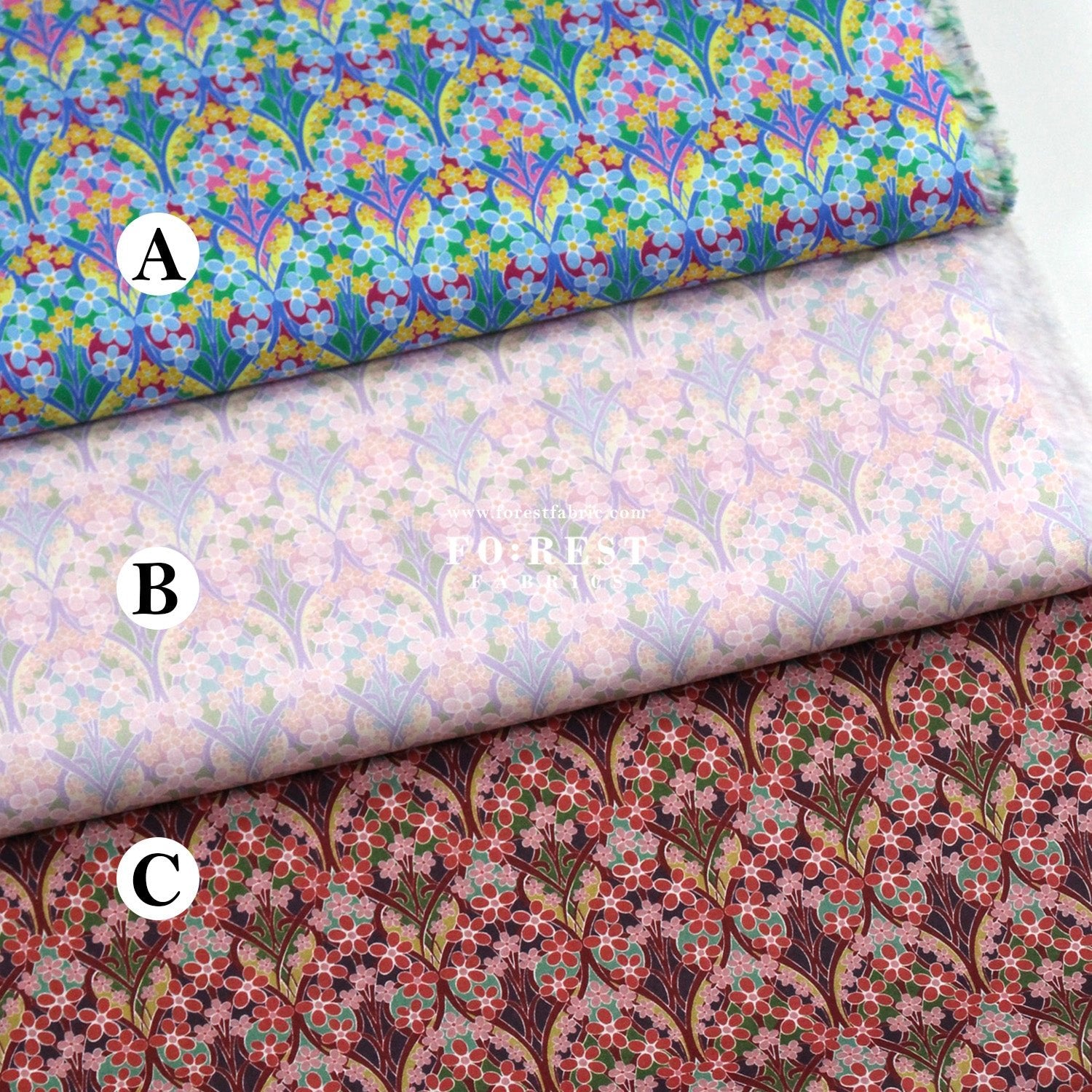 Liberty of London (Tana Lawn™ Cotton Fabric) - Iona Flower - FO:REST Fabric 布恩堂Liberty fabrictana lawnjapanese fabricykk zipper