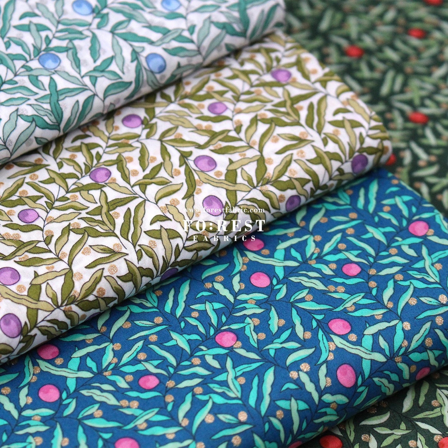 Liberty of London (Tana Lawn™ Cotton Fabric) - Joyous Juniper - FO:REST Fabric 布恩堂Liberty fabrictana lawnjapanese fabricykk zipper