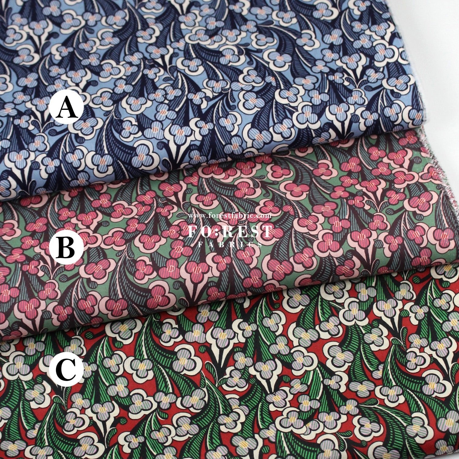 Liberty of London (Tana Lawn™ Cotton Fabric) - Laith - FO:REST Fabric 布恩堂Liberty fabrictana lawnjapanese fabricykk zipper