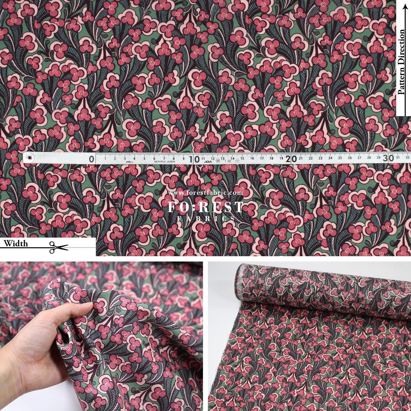 Liberty of London (Tana Lawn™ Cotton Fabric) - Laith - FO:REST Fabric 布恩堂Liberty fabrictana lawnjapanese fabricykk zipper