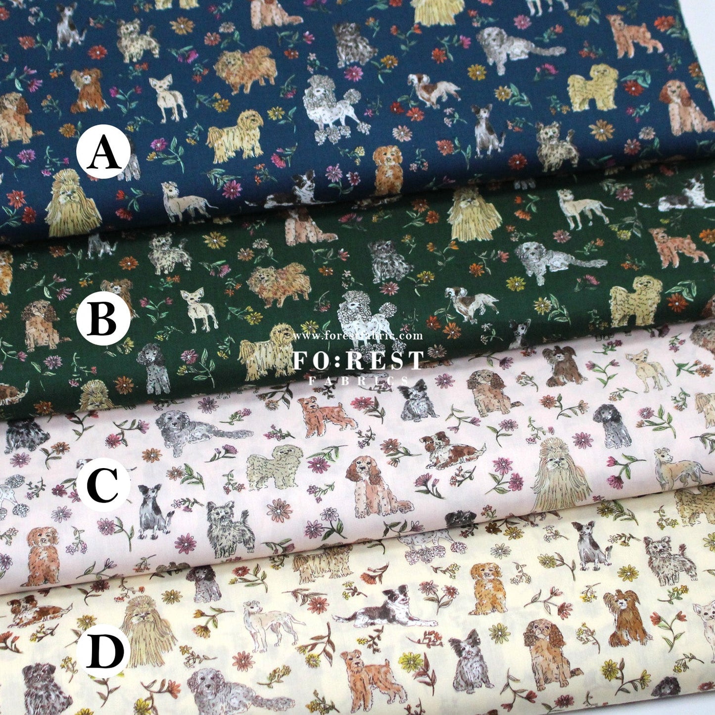 Liberty of London (Tana Lawn™ Cotton Fabric) - Mal's Pals Dogs - FO:REST Fabric 布恩堂Liberty fabrictana lawnjapanese fabricykk zipper