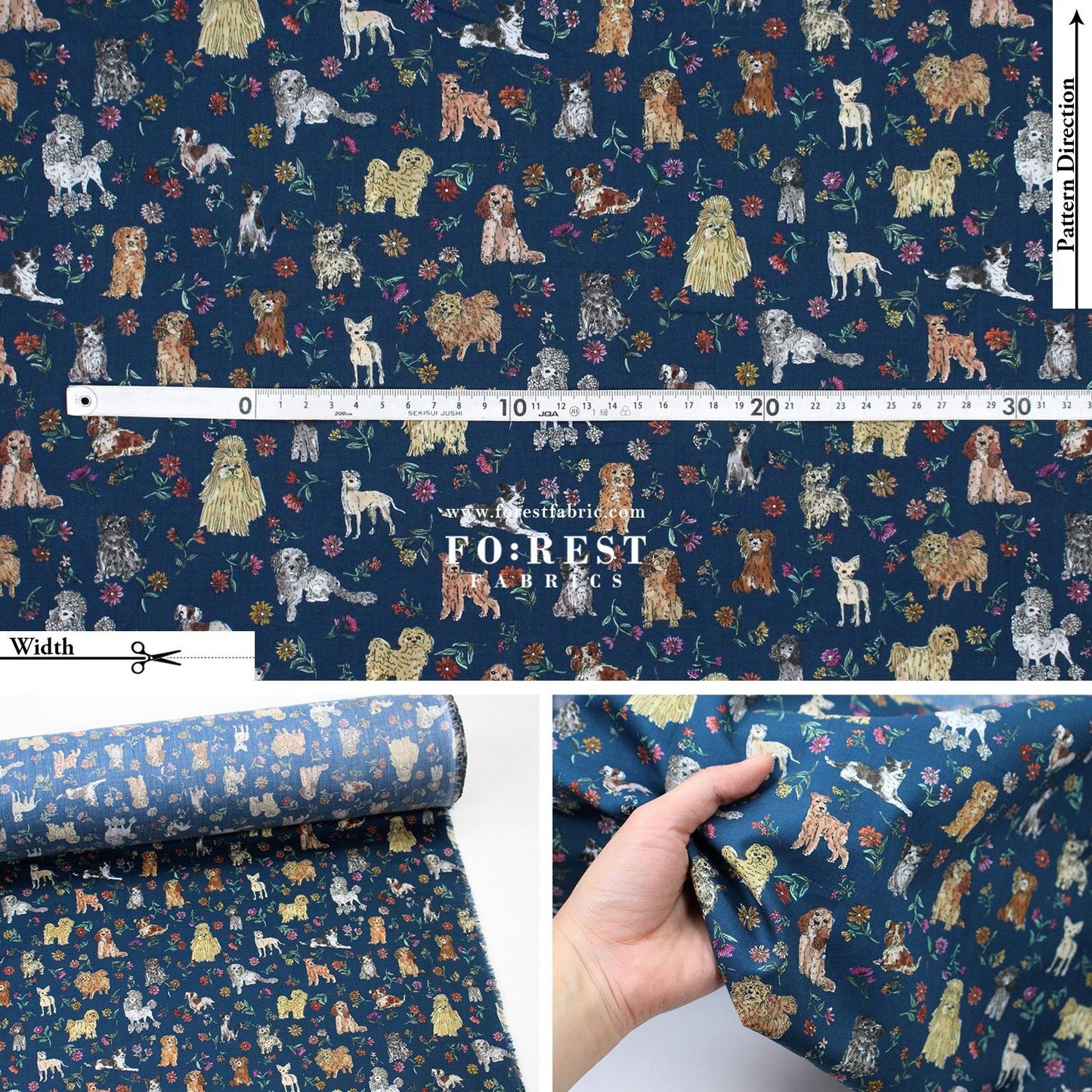 Liberty of London (Tana Lawn™ Cotton Fabric) - Mal's Pals Dogs - FO:REST Fabric 布恩堂Liberty fabrictana lawnjapanese fabricykk zipper