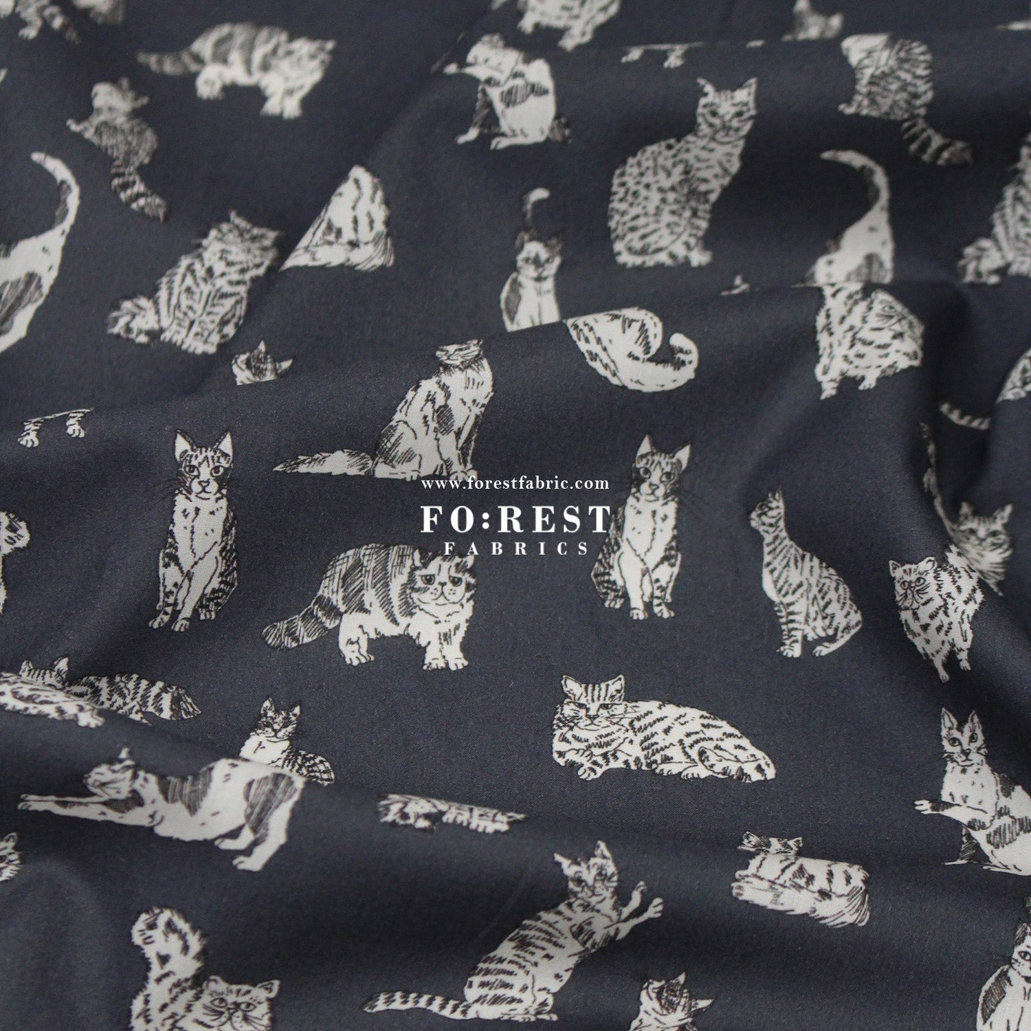 Liberty of London (Tana Lawn™ Cotton Fabric) - Meow Cats - FO:REST Fabric 布恩堂Liberty fabrictana lawnjapanese fabricykk zipper