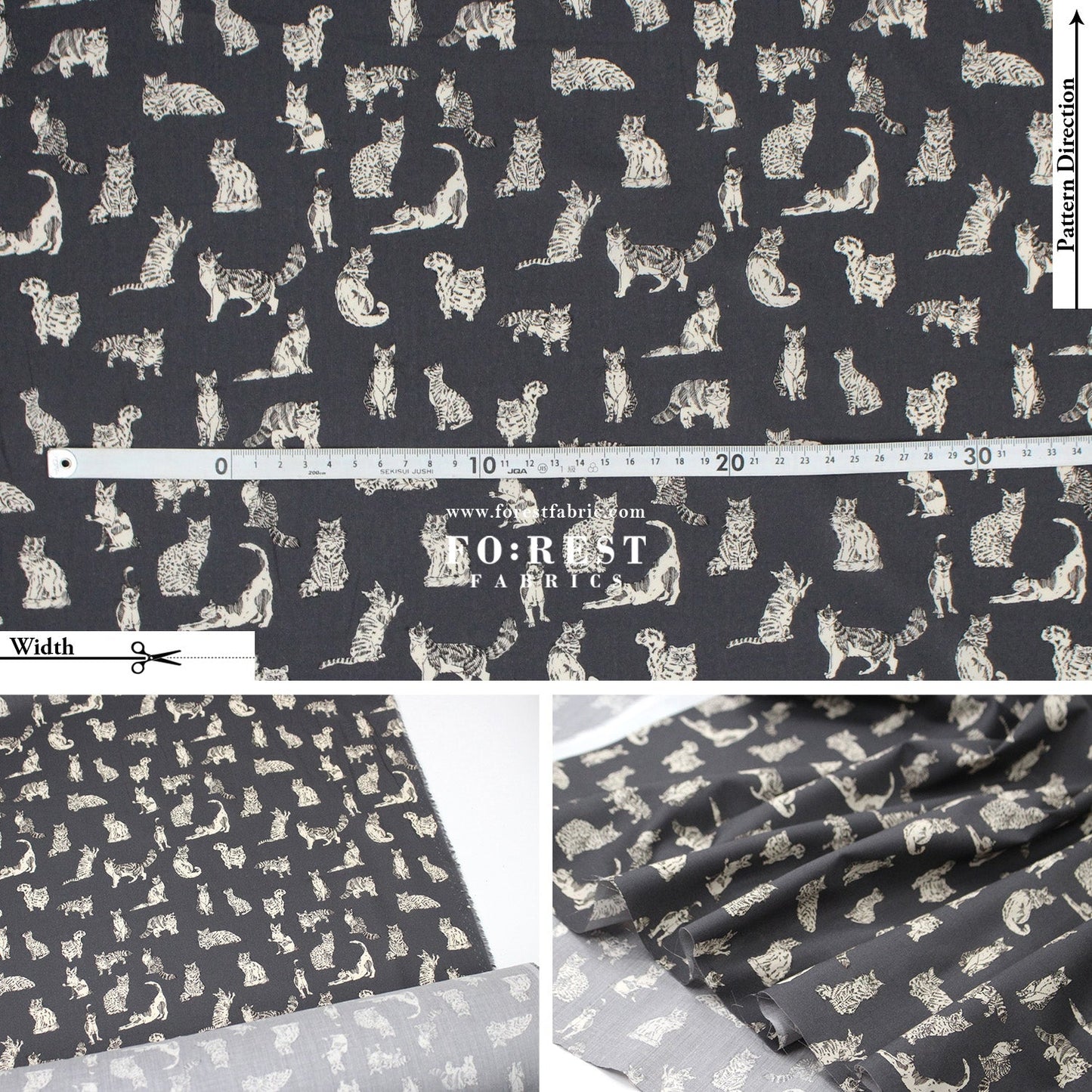 Liberty of London (Tana Lawn™ Cotton Fabric) - Meow Cats - FO:REST Fabric 布恩堂Liberty fabrictana lawnjapanese fabricykk zipper
