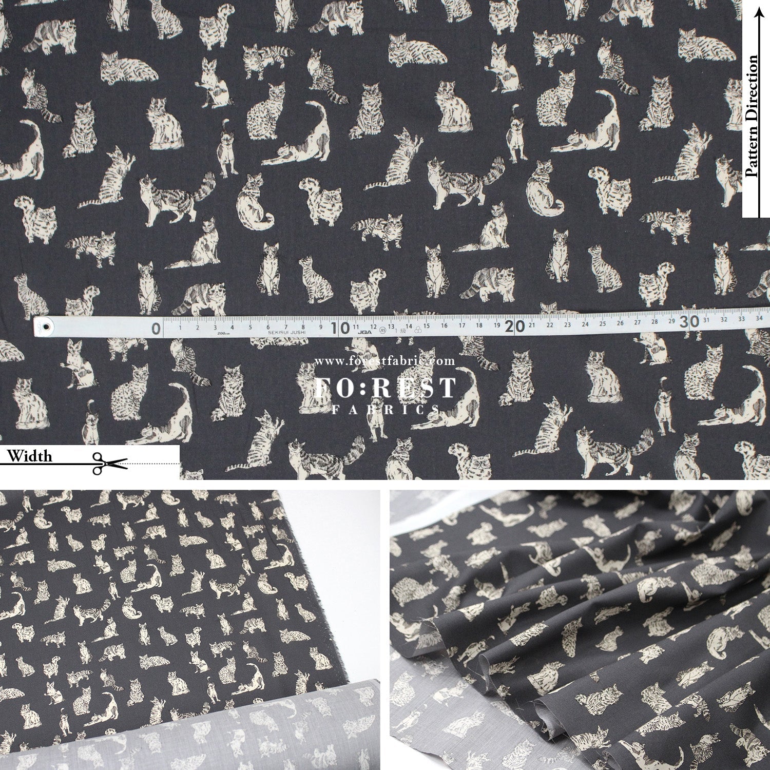 Liberty of London (Tana Lawn™ Cotton Fabric) - Meow Cats - FO:REST Fabric 布恩堂Liberty fabrictana lawnjapanese fabricykk zipper