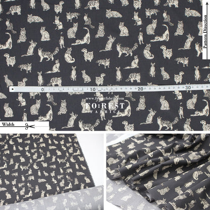 Liberty of London (Tana Lawn™ Cotton Fabric) - Meow Cats - FO:REST Fabric 布恩堂Liberty fabrictana lawnjapanese fabricykk zipper