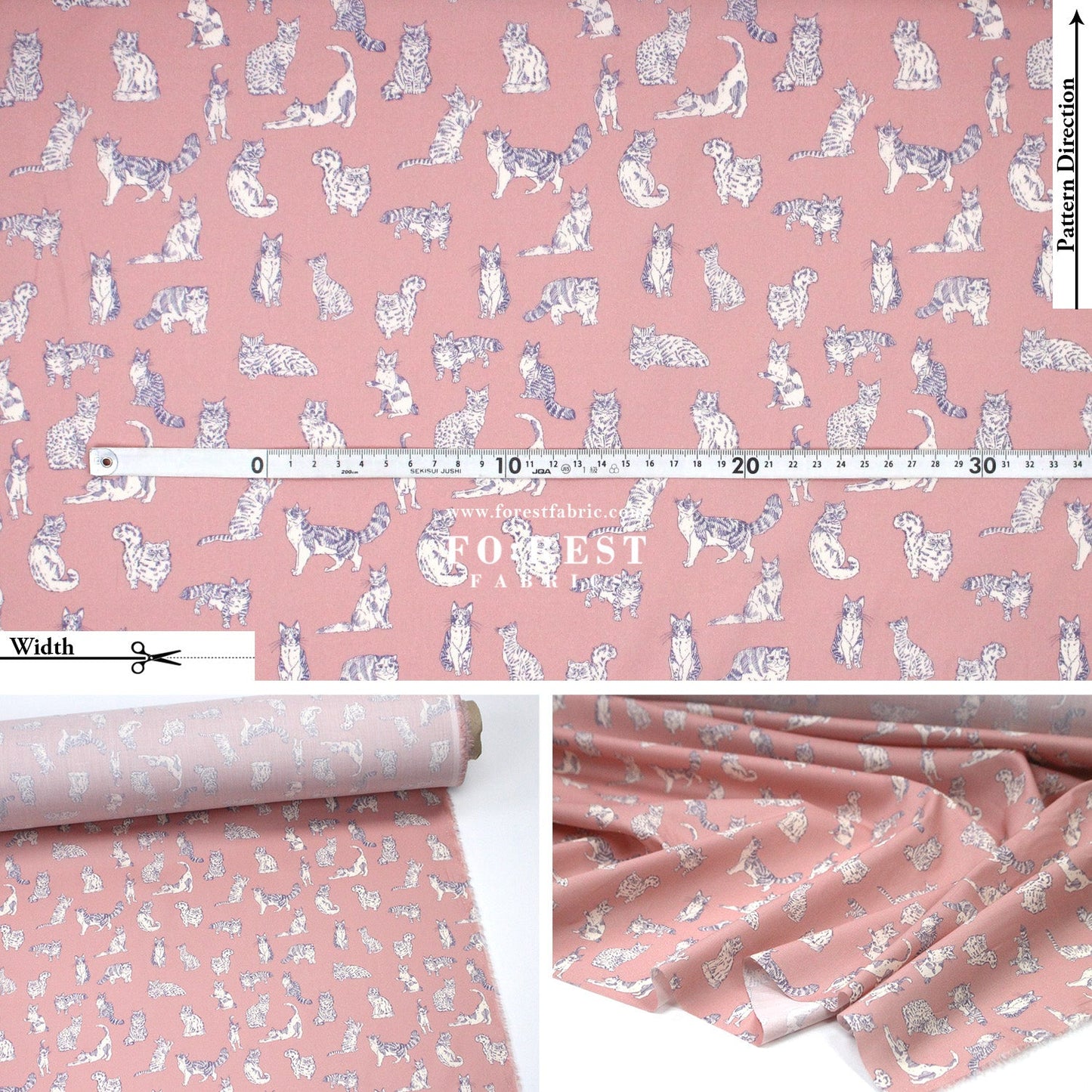 Liberty of London (Tana Lawn™ Cotton Fabric) - Meow Cats - FO:REST Fabric 布恩堂Liberty fabrictana lawnjapanese fabricykk zipper
