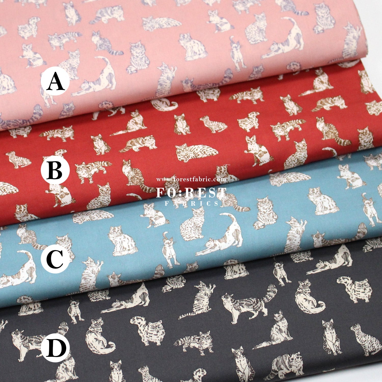 Liberty of London (Tana Lawn™ Cotton Fabric) - Meow Cats - FO:REST Fabric 布恩堂Liberty fabrictana lawnjapanese fabricykk zipper