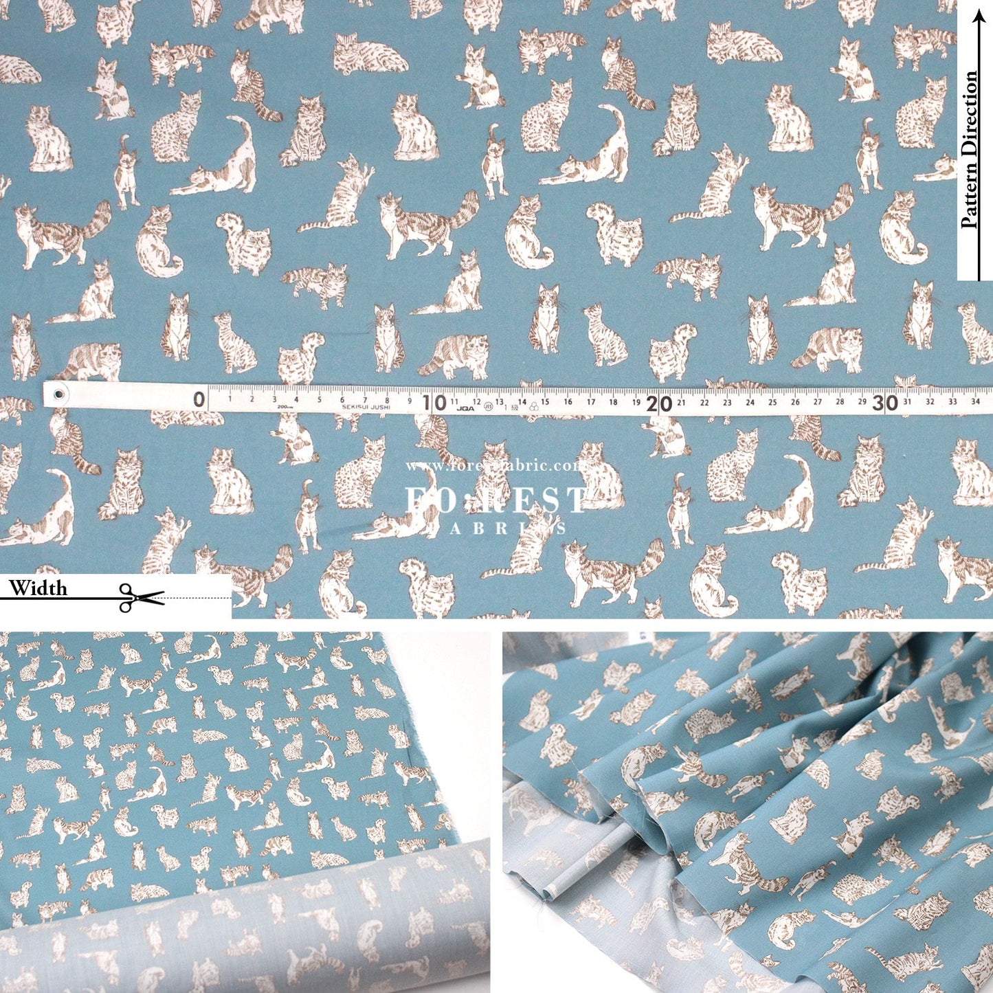 Liberty of London (Tana Lawn™ Cotton Fabric) - Meow Cats - FO:REST Fabric 布恩堂Liberty fabrictana lawnjapanese fabricykk zipper