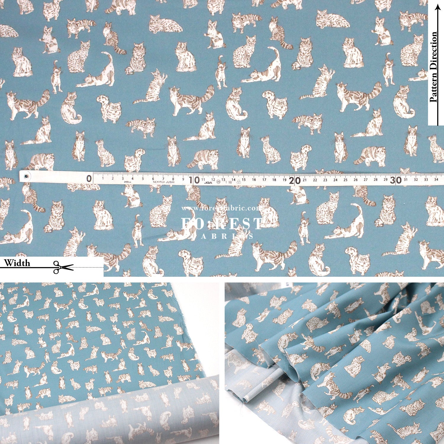 Liberty of London (Tana Lawn™ Cotton Fabric) - Meow Cats - FO:REST Fabric 布恩堂Liberty fabrictana lawnjapanese fabricykk zipper