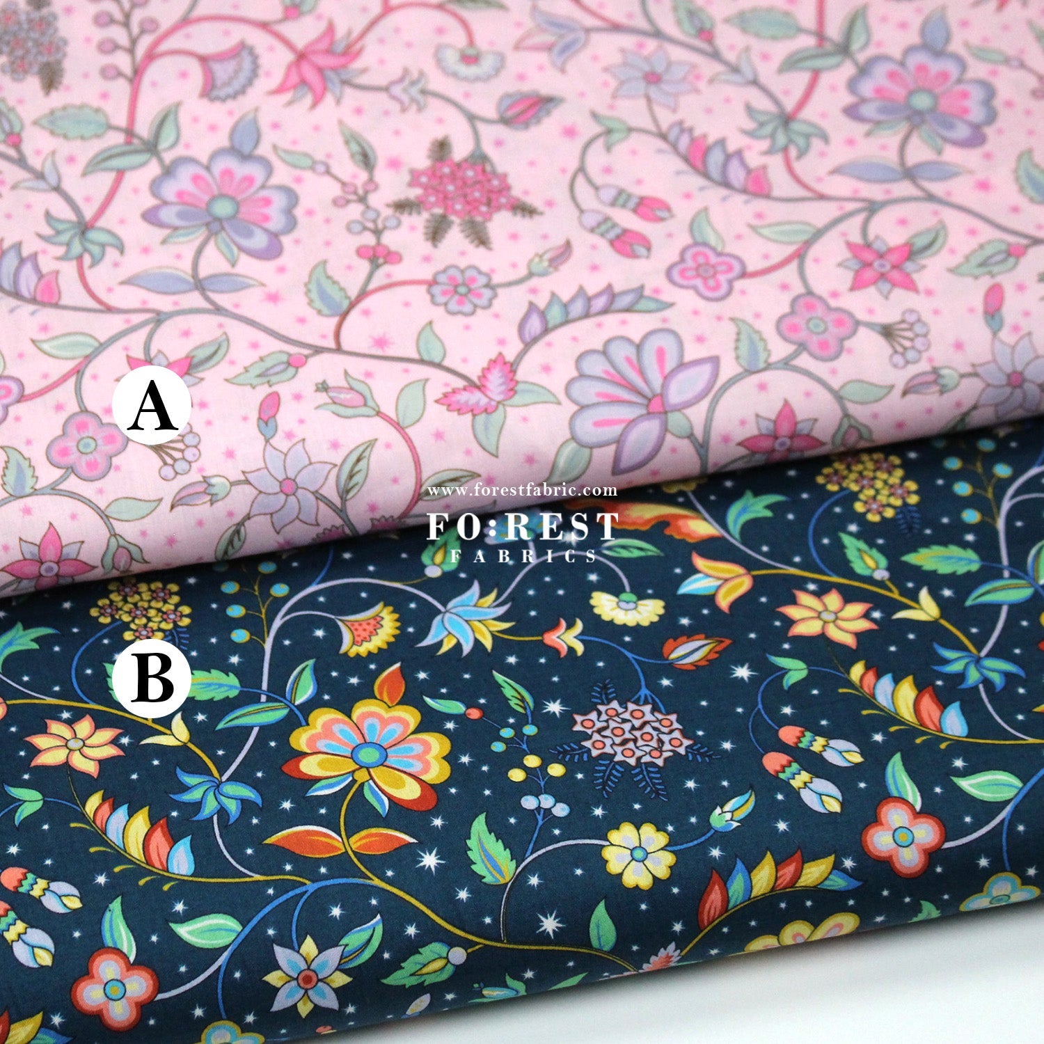 Liberty of London (Tana Lawn™ Cotton Fabric) - Midnight Vine - FO:REST Fabric 布恩堂Liberty fabrictana lawnjapanese fabricykk zipper