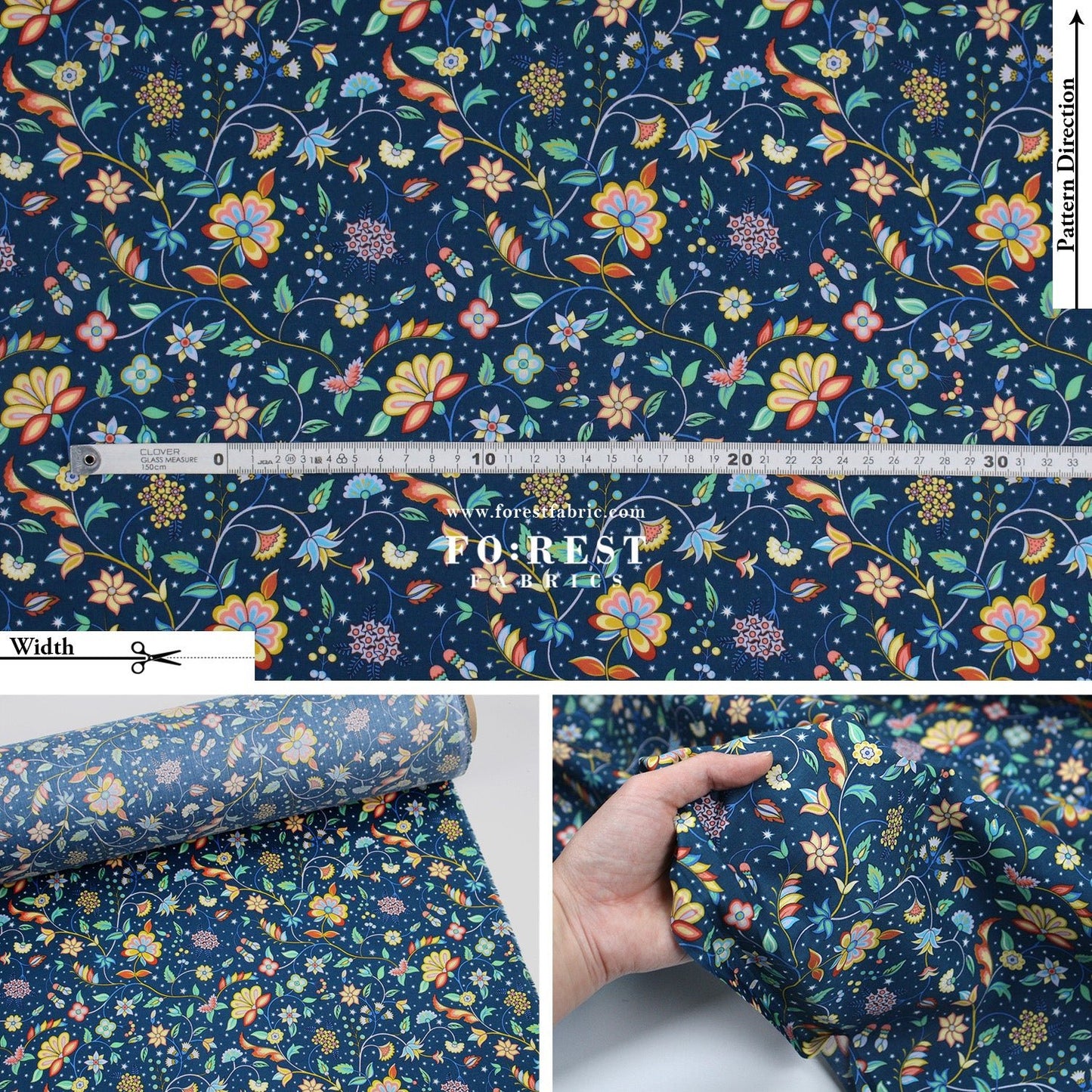 Liberty of London (Tana Lawn™ Cotton Fabric) - Midnight Vine - FO:REST Fabric 布恩堂Liberty fabrictana lawnjapanese fabricykk zipper