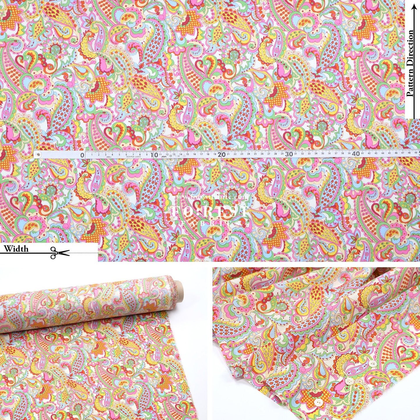 Liberty of London (Tana Lawn™ Cotton Fabric) - Mr Paisley - FO:REST Fabric 布恩堂Liberty fabrictana lawnjapanese fabricykk zipper