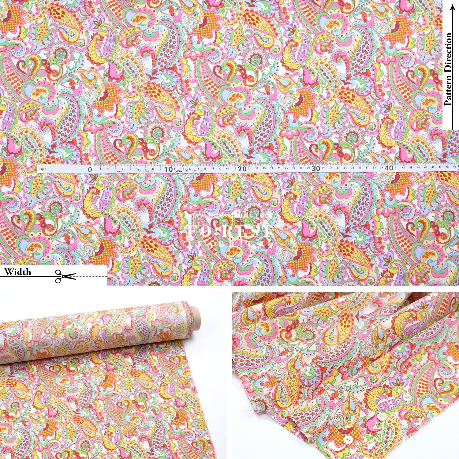 Liberty of London (Tana Lawn™ Cotton Fabric) - Mr Paisley - FO:REST Fabric 布恩堂Liberty fabrictana lawnjapanese fabricykk zipper
