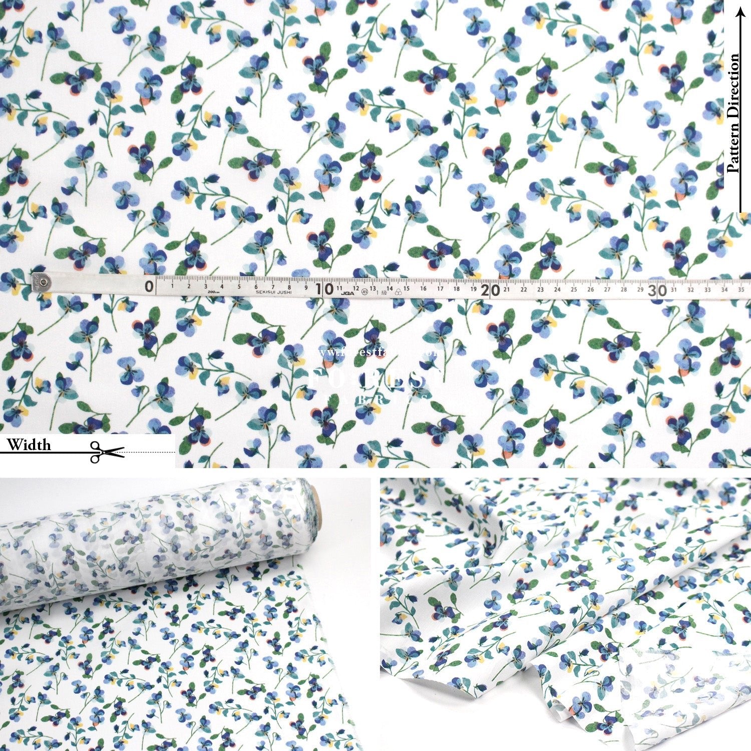 Liberty of London (Tana Lawn™ Cotton Fabric) - Pansy Scatter - FO:REST Fabric 布恩堂Liberty fabrictana lawnjapanese fabricykk zipper