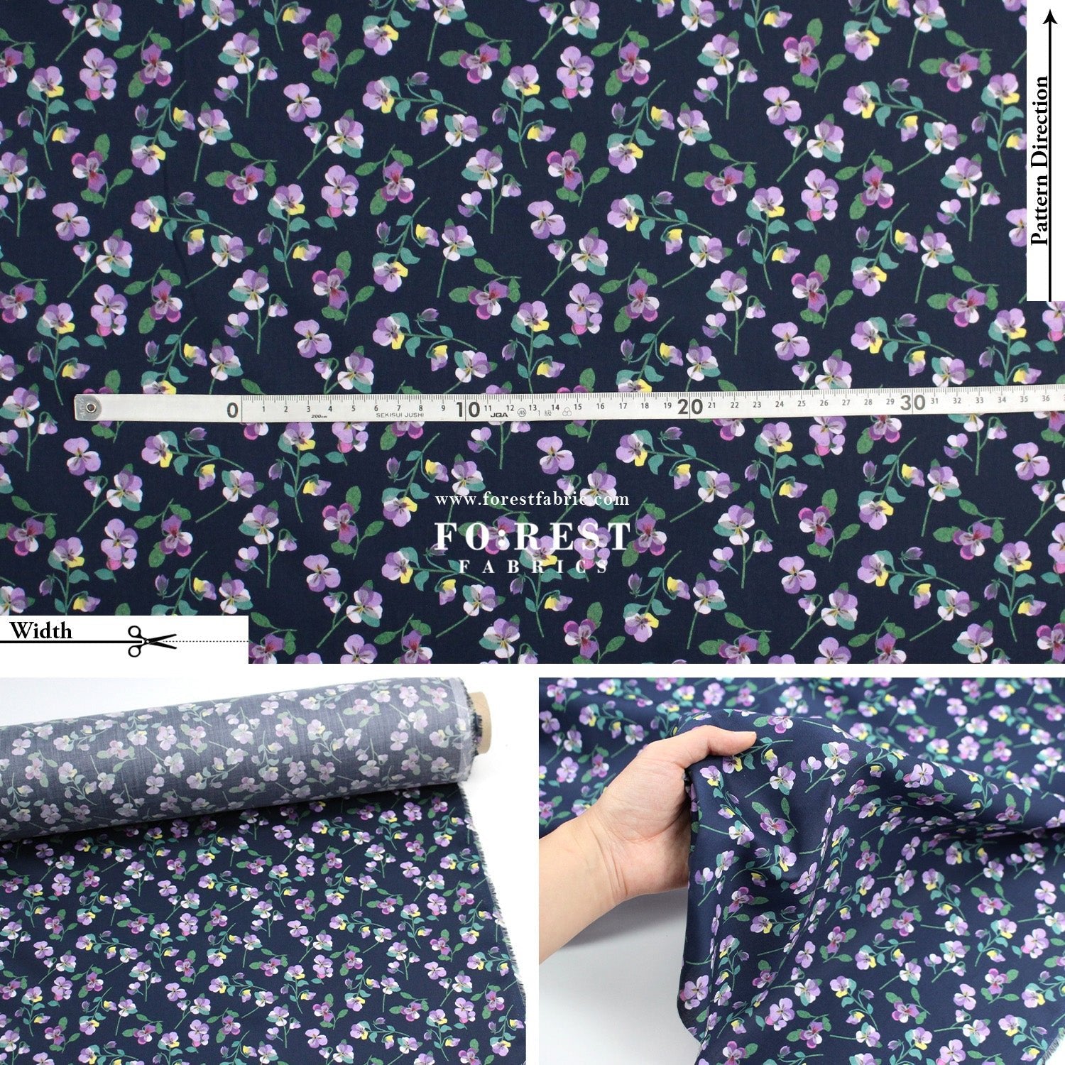 Liberty of London (Tana Lawn™ Cotton Fabric) - Pansy Scatter - FO:REST Fabric 布恩堂Liberty fabrictana lawnjapanese fabricykk zipper