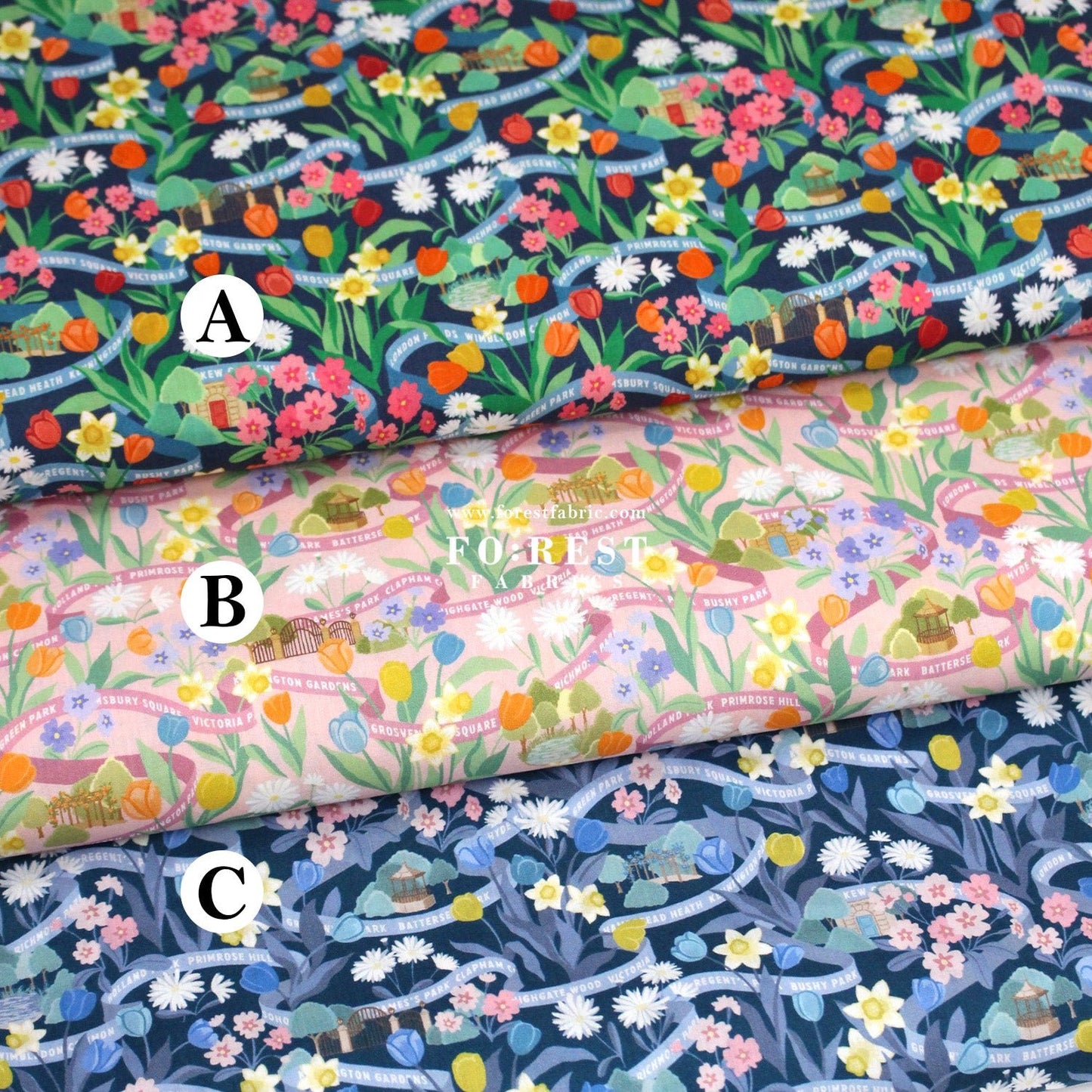 Liberty of London (Tana Lawn™ Cotton Fabric) - Park Posy - FO:REST Fabric 布恩堂Liberty fabrictana lawnjapanese fabricykk zipper
