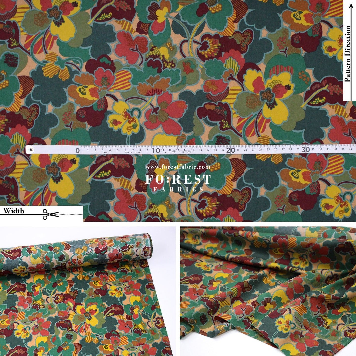 Liberty of London (Tana Lawn™ Cotton Fabric) - Prospect Flower - FO:REST Fabric 布恩堂Liberty fabrictana lawnjapanese fabricykk zipper