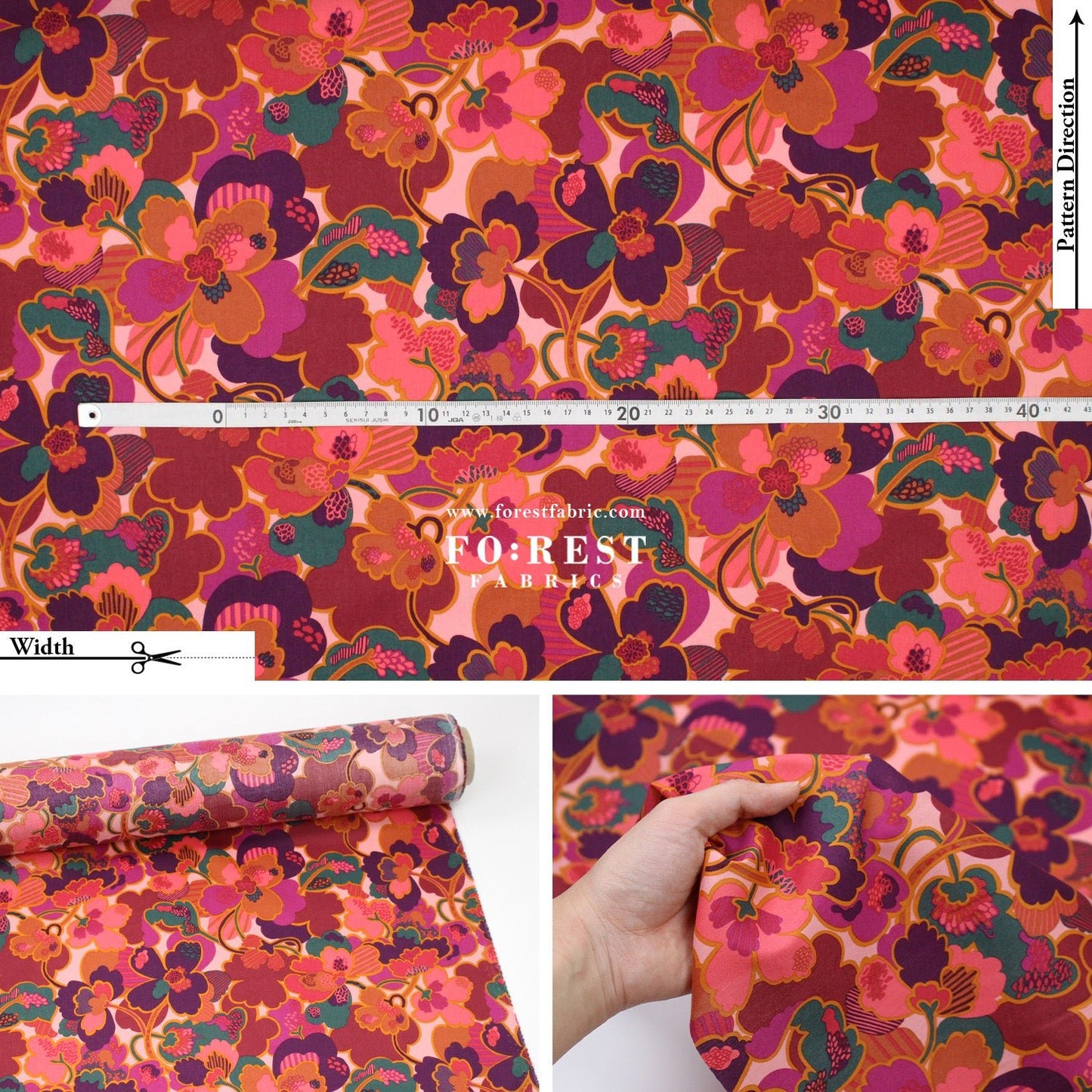 Liberty of London (Tana Lawn™ Cotton Fabric) - Prospect Flower - FO:REST Fabric 布恩堂Liberty fabrictana lawnjapanese fabricykk zipper