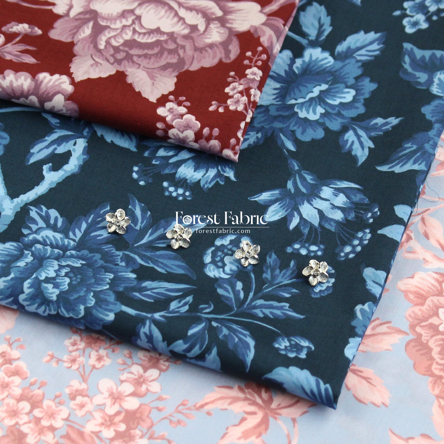 Liberty of London (Tana Lawn™ Cotton Fabric) - REGENCY TRAIL - FO:REST Fabric 布恩堂Liberty fabrictana lawnjapanese fabricykk zipper